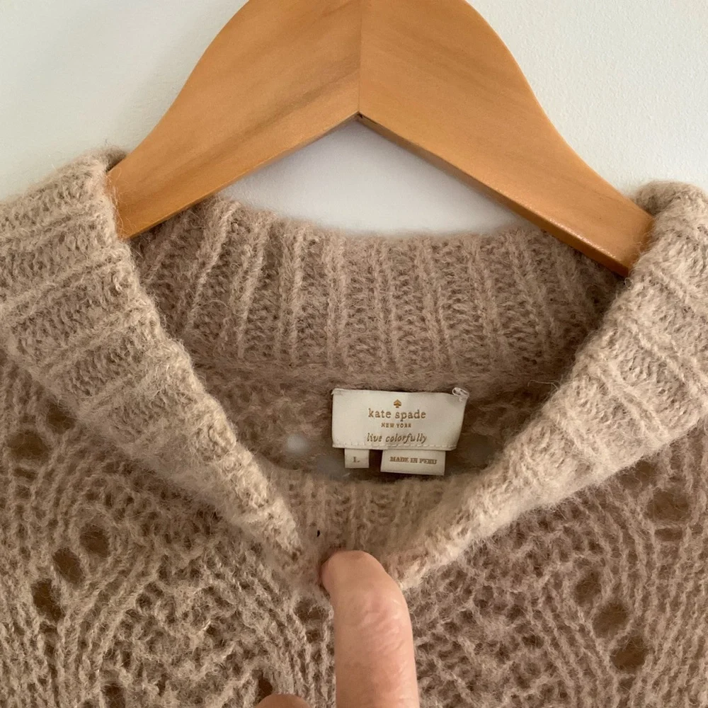 Kate Spade Pointelle Stitch Puff Sleeve Alpaca Blend Sweater
